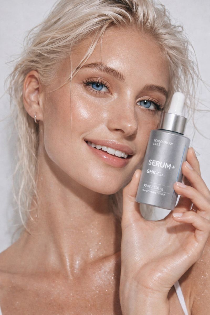 Model showcasing SERUM+ with visible results